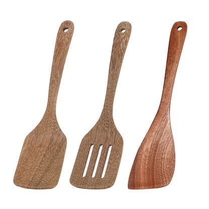 3 Pack Wooden Spatula for Cooking 12 Inches Paddle, Turner, Slotted Spatula, Cooking Utensils for Nonstick Cookware, Kitchen for Fish, Eggs, Pancakes