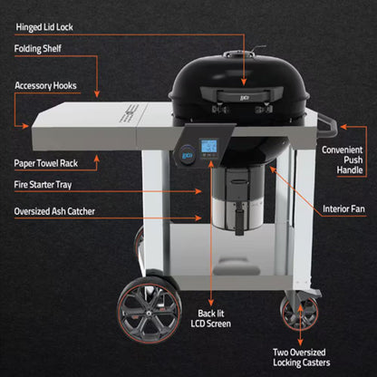 LoCo Cookers SmartTemp Kettle Grill with Cart, Charcoal or Wood Compatible, 22.5"