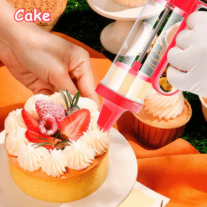 Blingbin Icing Decoration Gun Set, Dessert Decorating Syringe Set, Cupcake Frosting Filling Injector with 6 Icing Nozzles for Cake Cookies Decoration Kitchen Baking Christmas Gift for Baking Lover-Red