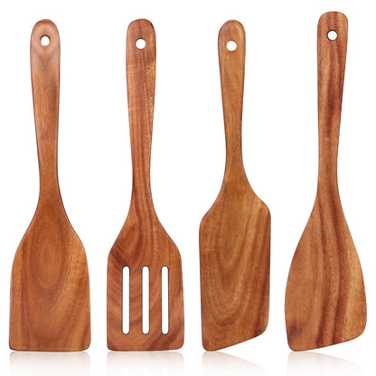 Best Non Toxic Wooden Spatula for Cooking Utensils Set Wood Spurtle Flat Spatulas for Kitchen Use Tools Teak Utensils Slotted Turner Bamboo Cooking Spoons Egg Utensil Cast Iron Scraper Thin Spatula