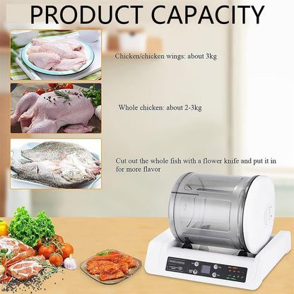 15 Minute Meat & Vegetable Vacuum Tumbler Marinator, Automatic Electric Commercial Vacuum Tumbler Marinating Machine, for Chicken, Burger, Bacon