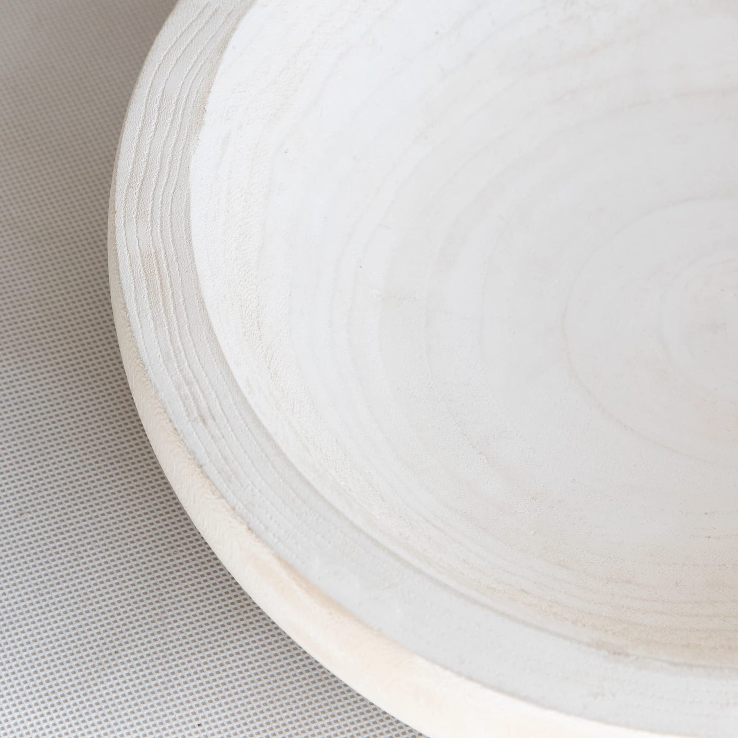 COLLECTIVE HOME - Paulownia Wood Hand Carved Tray, Fruit Snack Holder, Decorative Bowl, Rustic Home Decor Accessories for Coffee Table, Living Room, Wedding Centerpiece, 10" (washed white)