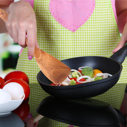 Wood Spatula for Cooking, 4 Pcs Natural Acacia Wood Kitchen Cooking Utensils Set for Nonstick Frying Pan, Slotted Turner Thin Flat Spurtle Scraper Spoons for Baking Mixing Scraping Fish Egg Flipper