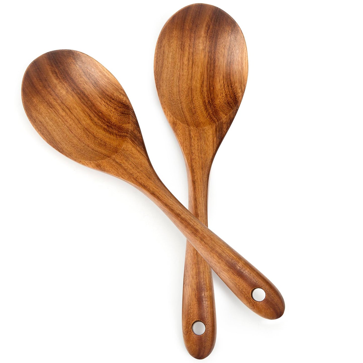 Teak Wooden Spoons 10.2-Inch Pack of 2, Salad Serving Spoons, Wooden Salad Spoon for Cooking, Teak Wood Serving Spoon