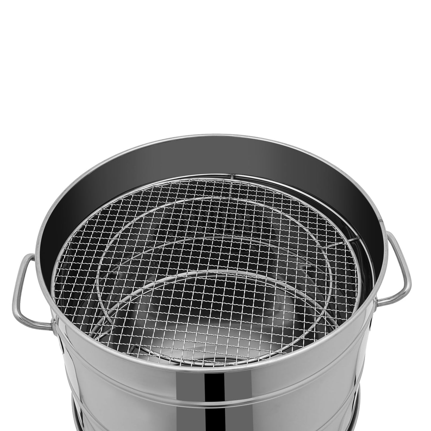 Stainless BBQ Grill Barrel, Large Portable Charcoal Grills with 50 Skewers Vertical Charcoal Smoker Grill Barrel for Outdoor Cooking and BBQ Camping Backyard 932F° (20.87 * 25.98in)