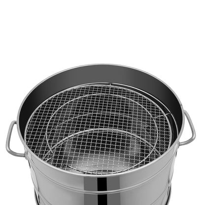 Stainless BBQ Grill Barrel, Large Portable Charcoal Grills with 50 Skewers Vertical Charcoal Smoker Grill Barrel for Outdoor Cooking and BBQ Camping Backyard 932F° (20.87 * 25.98in)