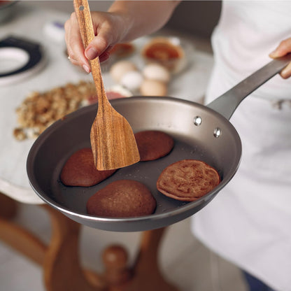 Wood Spatula for Cooking, 4 Pcs Natural Acacia Wood Kitchen Cooking Utensils Set for Nonstick Frying Pan, Slotted Turner Thin Flat Spurtle Scraper Spoons for Baking Mixing Scraping Fish Egg Flipper