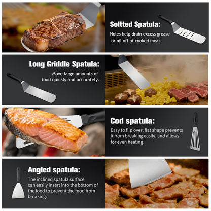 Yewkoisl 76PCS Griddle Accessories Kit – Flat Top Grill Tools Set with Spatulas, Scraper, Thermometer & Storage Bag – Outdoor Cooking Utensils for Camping, Hibachi, Tailgating & Backyard BBQ