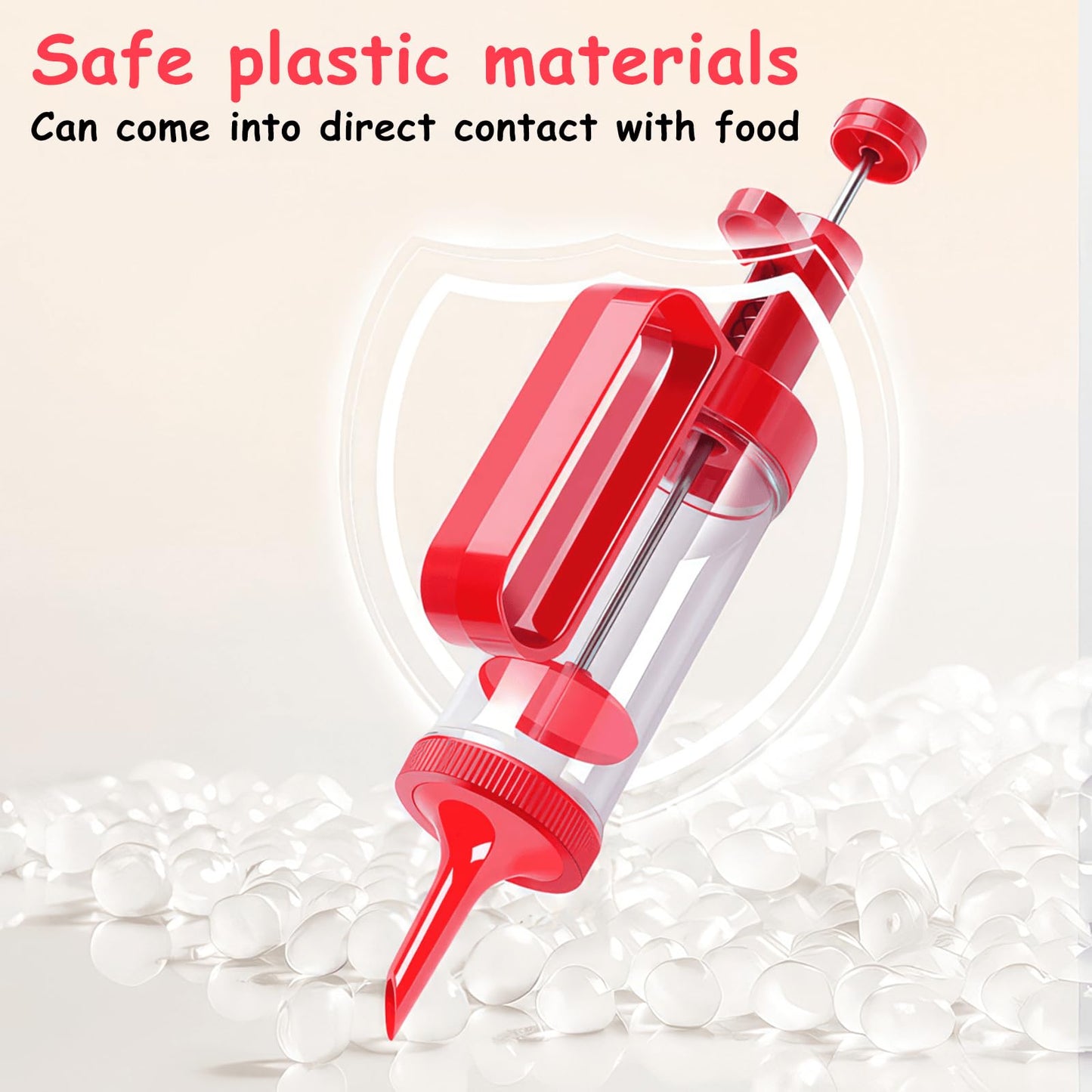 Blingbin Icing Decoration Gun Set, Dessert Decorating Syringe Set, Cupcake Frosting Filling Injector with 6 Icing Nozzles for Cake Cookies Decoration Kitchen Baking Christmas Gift for Baking Lover-Red