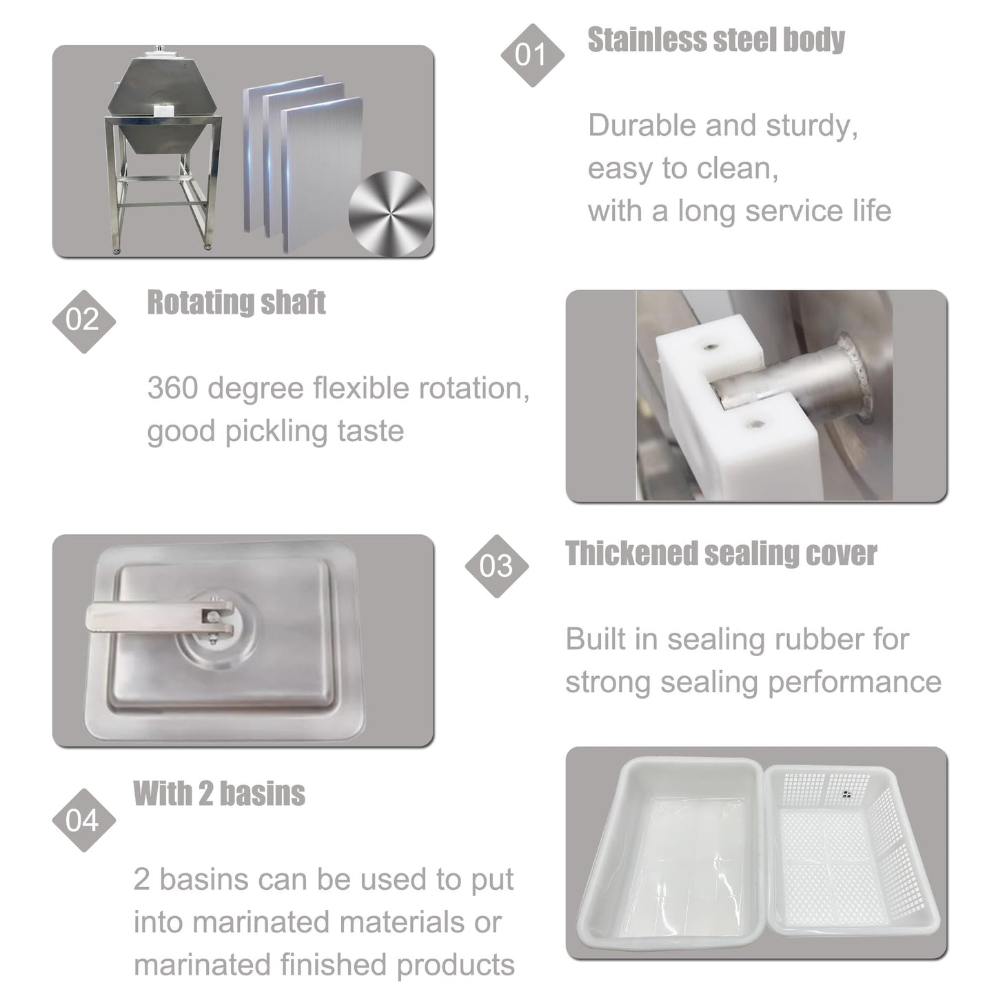 HQHAOTWU Vegetable Marinating Machine Meat Vegetable Tumbler Marinator Food Vacuum Marinator Fast Marination Process Meat Pickle Machine with Vacuum Pump 45L Capacity Timing Range 0-99 Minutes 110V