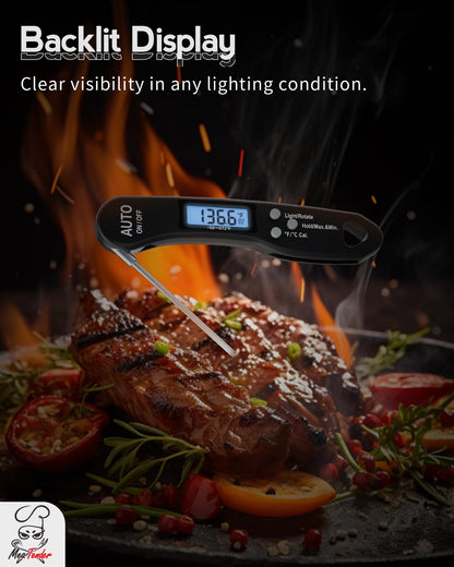 Meat Digital Thermometer for Grilling and Cooking - Instant Read Food Thermometer with Backlight & Inverted Display, for Kitchen, Deep Fry, BBQ, Grill, Baking, Bread, Sourdough, Candy