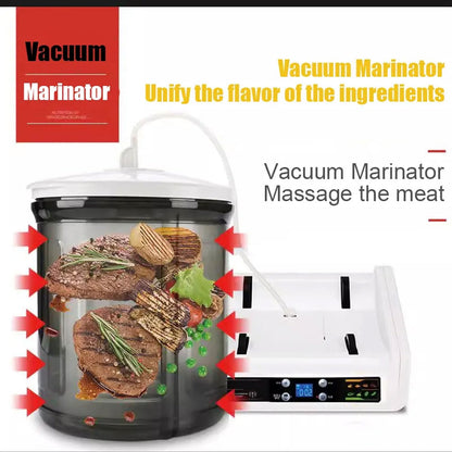 Home Vacuum Tumbler Marinating Machine, 7L Electric Automatic Pickling Barrel, HD Digital Screen 10 Hours Timer, Quick Marinator for Hamburger Meat, Turkey, Beef, Pork, Bacon, Vegetables