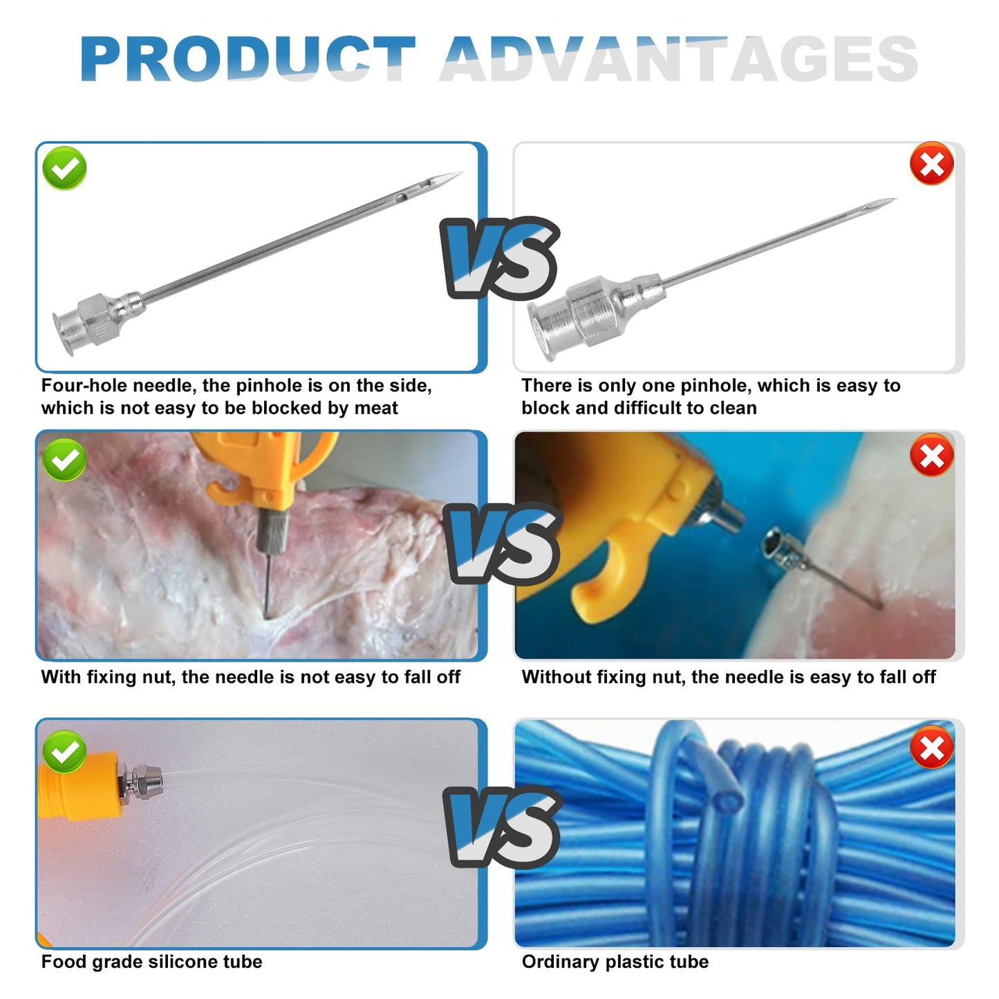 Electric Meat Injector Gun Pump with Hose, 50W Automatic Marinade Injector Syringe Kit for BBQ, Turkey Pork Beef, 10 Stainless Steel Needles for Home Kitchen & Outdoor Grilling