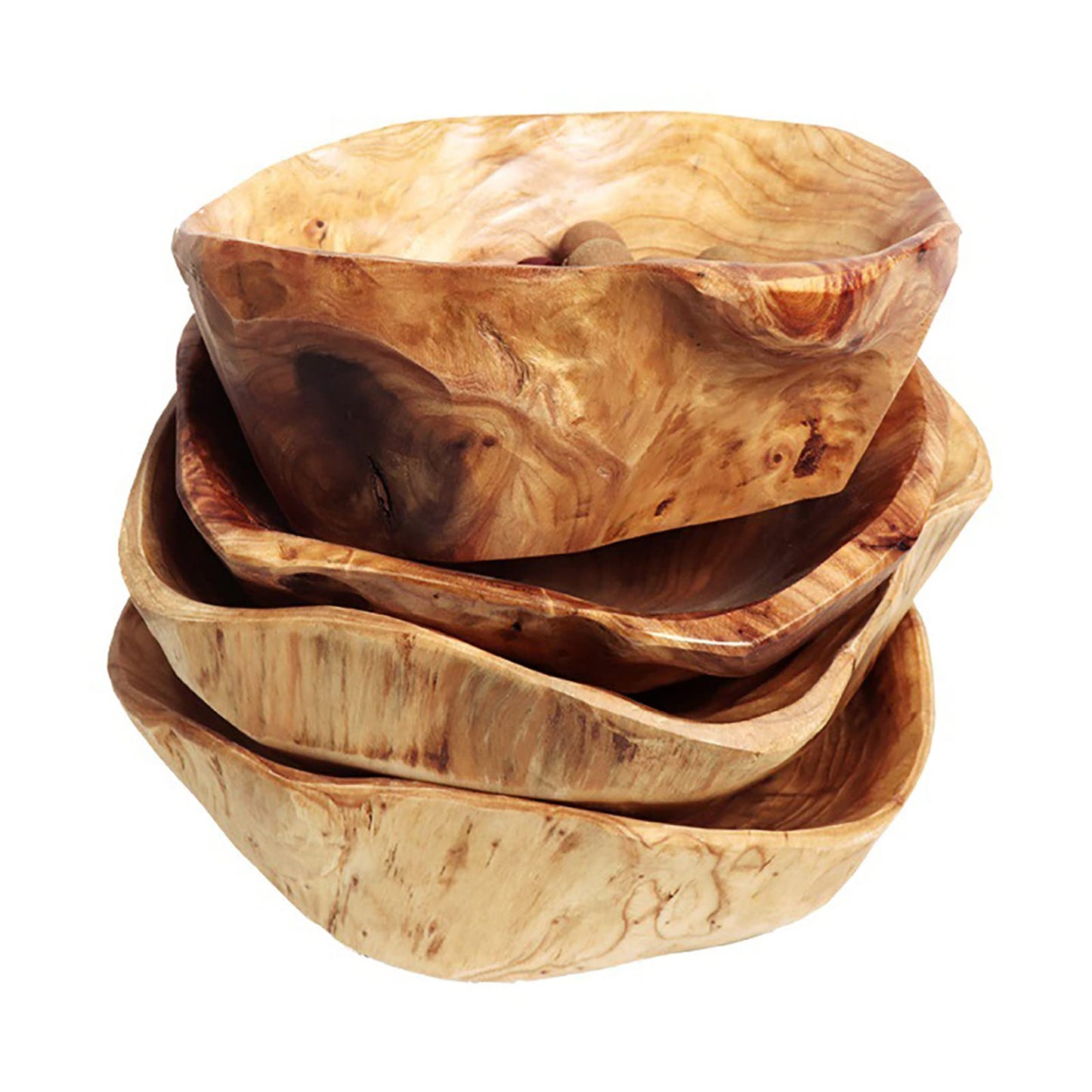 JFFLYIT Creative Wood Bowl Root Carved Bowl Handmade Natural Real Wood Candy Serving Bowl 10"-12"