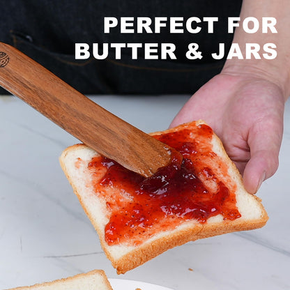 2 Pack Wooden Spurtle for Sourdough Starter, Mixing, Reaching Bottom of Jar, Dough Whisk, Long Handle Jar Spatula, Spurtles Kitchen Tools Teak Wood Kitchen Utensils kit for Baking, Cooking