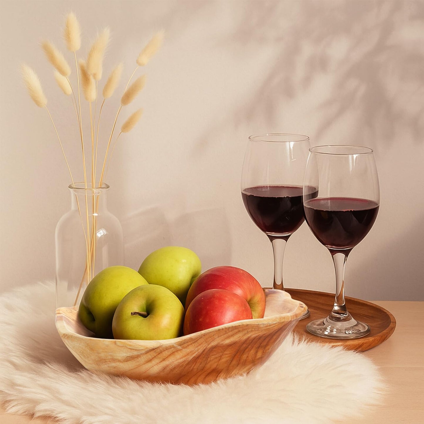 ZENFUN Wood Root Dish Bowl, Natural Wooden Bowl, Handmade Serving Bowls for Candy, Bread, Snacks, Serving Appetizer Display, 9.8''-11.4'' Diameter