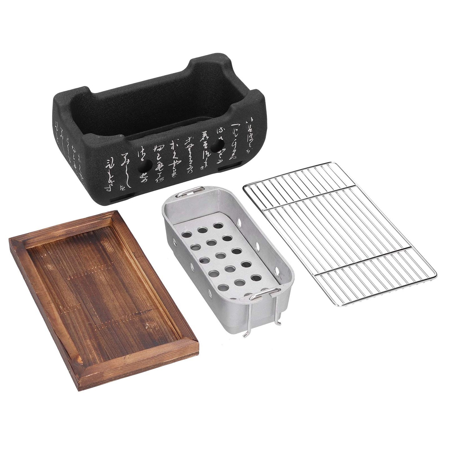 Japanese BBQ Grill, Portable Barbecue Stove with Wire Mesh Grill and Base BBQ Tools Accessories for Yakiniku, Yakitori, Takoyaki