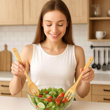 HAKSEN Bamboo Wooden Spoons for Cooking 6-Piece, Nonstick Bamboo Kitchen Utensils Set Wood Spatulas Spoons for Daily Use, Housewarming Gifts