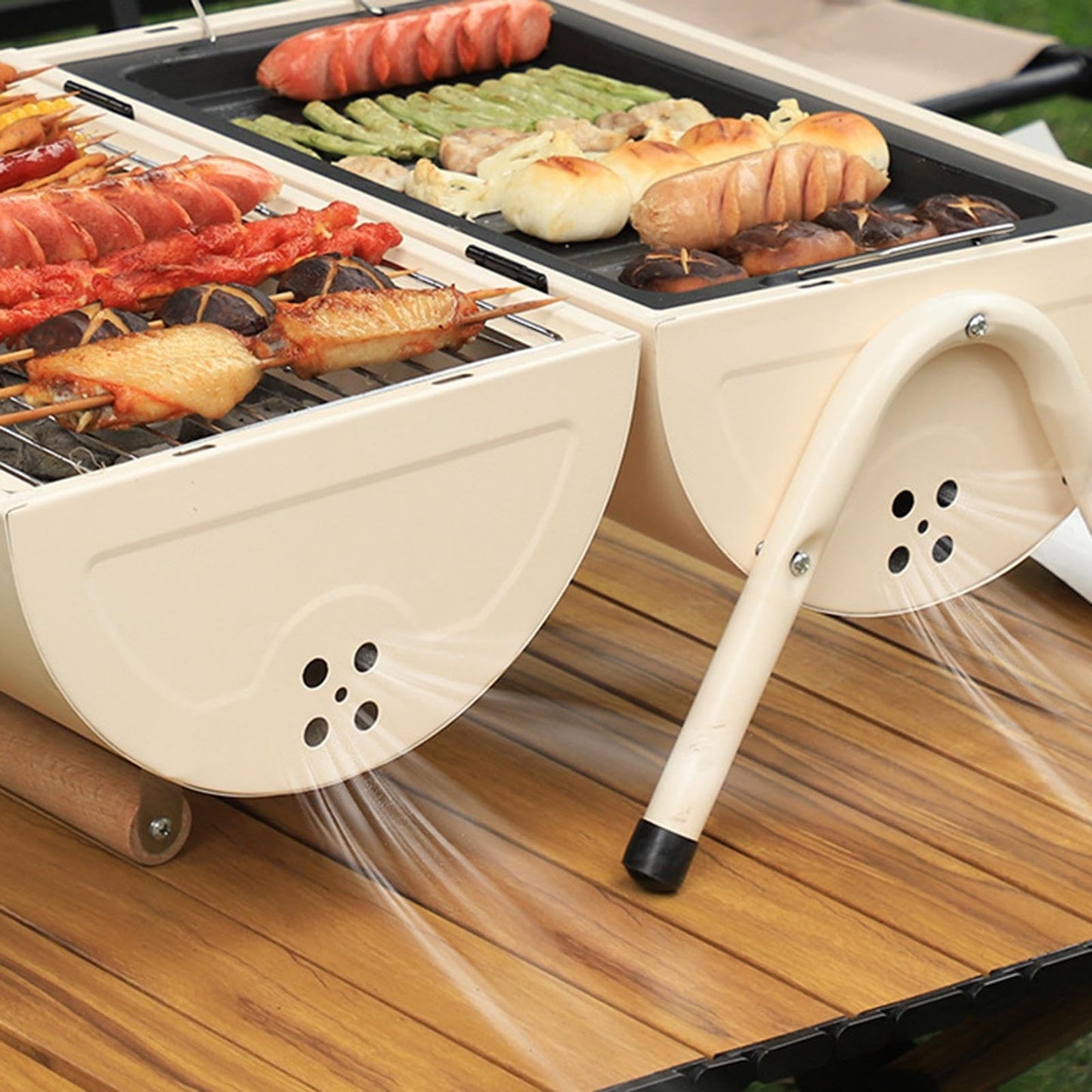 Barrel Grill - Portable Camping BBQ Smoker Grill | Lightweight Ventilated Barrel Style Barbecue for Outdoor Cooking on Porch, Balcony, Backyard, Patio, Home Garden, and Picnic Events