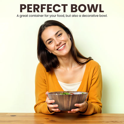 SPICK SPAN Wooden Bowl - Serving Bowl for Salads, Soups, Fruits, and Snacks, Acacia Round Bowls for Dinning Table and Coffee Table Centerpiece, Brown