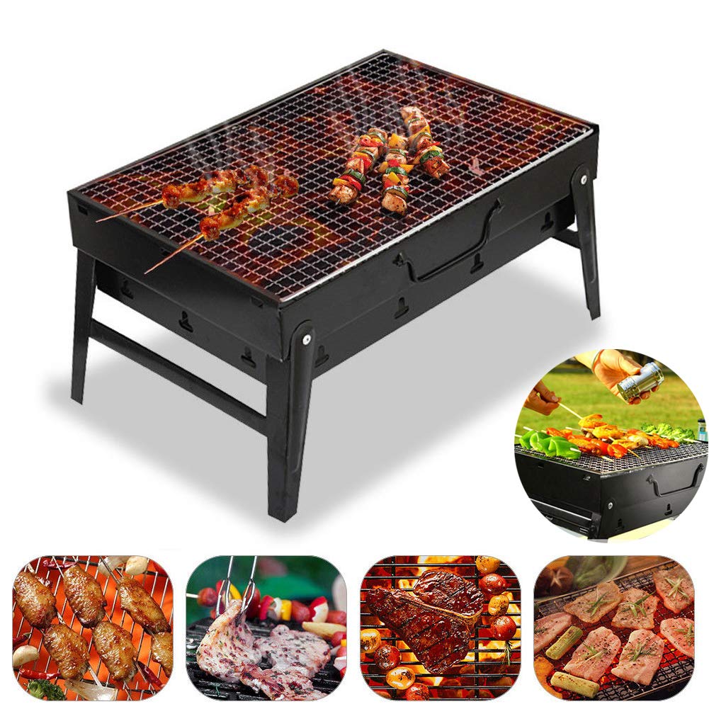 Portable-Charcoal-Grills Outdoor-BBQ-Grill Folding-Camping-Campfire-Grill Quick-Barbecue-Grill - Compact-Backpacking-Firepit-Grills for Outdoor Grilling Cooking Picnics