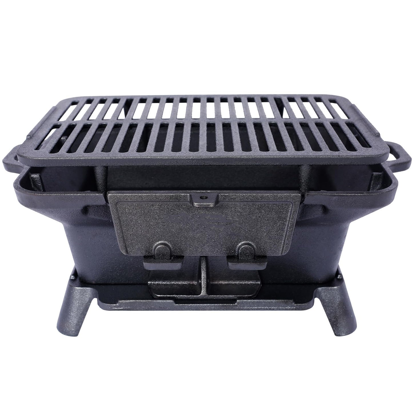 Cast Iron Hibachi Grill, Portable Charcoal Hibachi Grills, Compact Camping Charcoal Cooker for Tailgating, Picnics & Hunting (Rectangle)