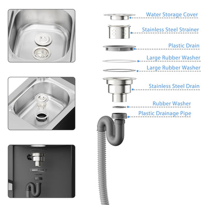 ROOMTEC Outdoor Grill Cart with Stainless Steel Sink, Rolling Metal Prep Table & Storage Cabinet, BBQ Kitchen Island for Patio or Garden