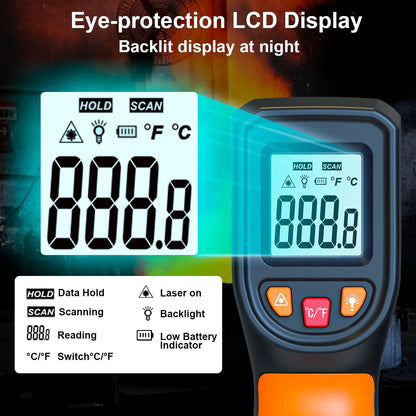 Upgrade 2023 Laser Infrared Thermometer Non-Contact Digital Temperature Gun, -58℉～1112℉(-50℃～600℃) IR Thermometer for Industrial, Kitchen Cooking, Automotive, HVAC (Not for Human Body Temp)