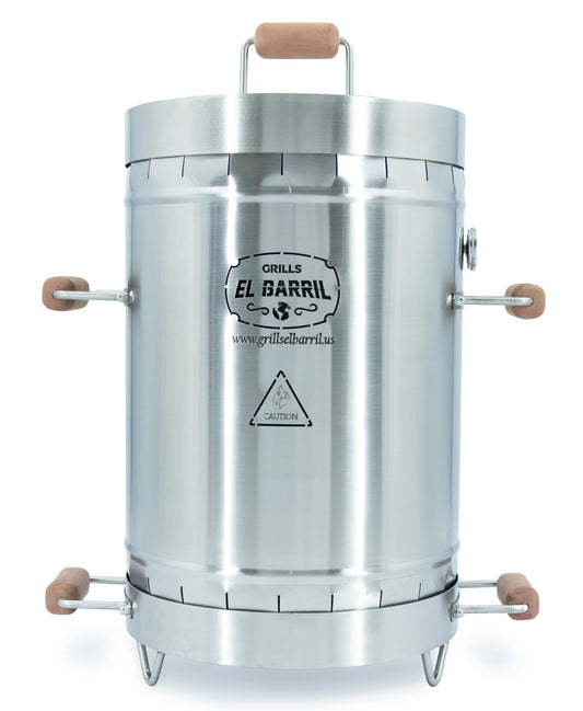 EL BARRIL 30lbs Smoker Grill Combo, Stainless Steel Vertical Barrel Charcoal Smoker. Outdoor Grill with Grilling Accessories