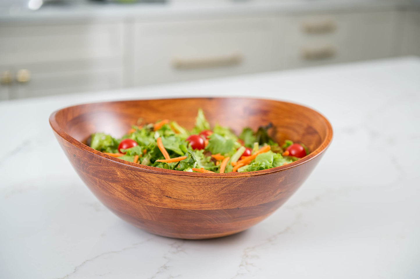 Lipper International Cherry Finished Wavy Rim Serving Bowl for Fruits or Salads, Matte, Large, 13" x 12.5" x 5", Single Bowl