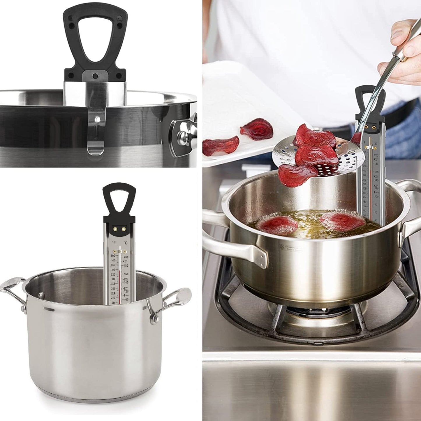 Candy and Deep Fry Thermometer with Pot Clip,Timer, Pack of 3