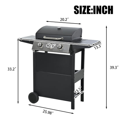 3 Burner BBQ Propane Gas Grill, Freestanding Grill Cart with Wheels, Stainless Steel Heavy-Duty Cabinet Style, Outdoor BBQ Grill for Garden Backyard Cooking Barbecue