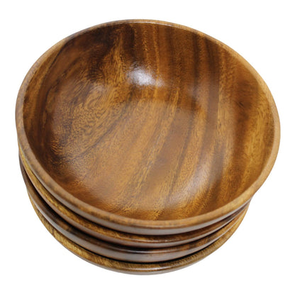 WRIGHTMART Acacia Wood Bowl, Set of 4, 7” Round, for Serving Food, Salads, Fruits, for Kitchen, Dining, or Living Room, Handmade, Natural, Rustic, Decorative and Durable Bowls.