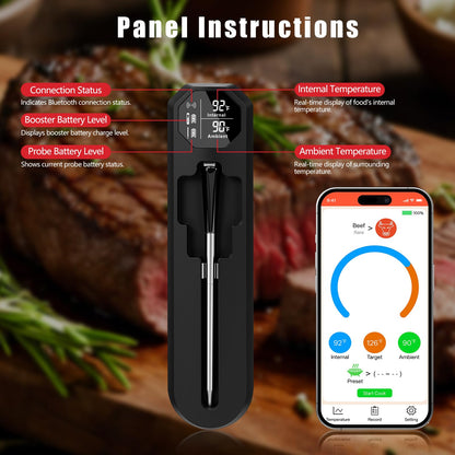 Meat Thermometer – Smart Bluetooth Meat Thermometer 820-FT Bluetooth Wireless Range Digital Food Thermometer with App Control | IP67 Waterproof Probe | Cooking Thermometer for BBQ, Oven, Grill, Smoker