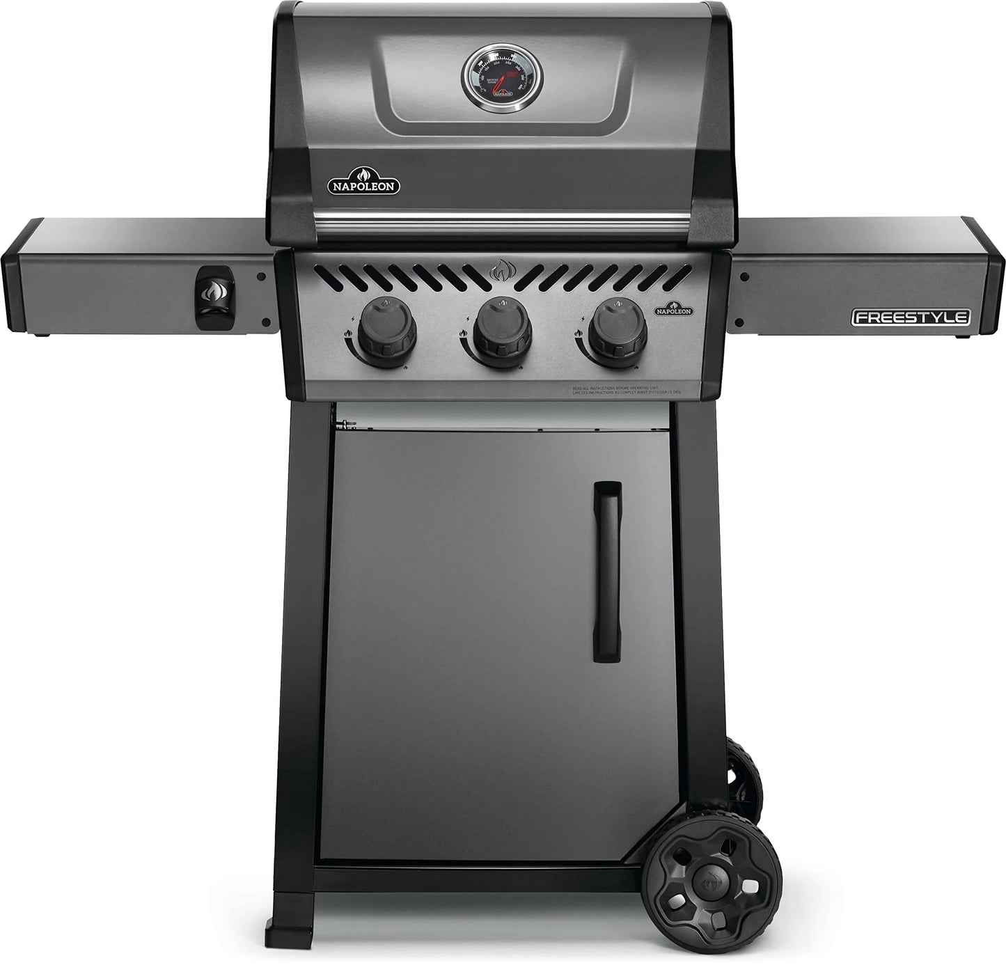 Napoleon Freestyle 365 Natural Gas Outdoor Grill, Graphite Grey – 3-Burner BBQ with Stainless Steel Cooking Grates