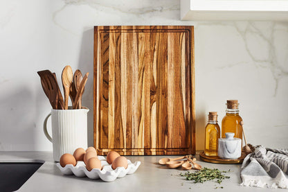 Sonder Los Angeles, Large Teak Wood Cutting Board for Kitchen with Juice Groove, Reversible Charcuterie Butcher Block 18x14x1.25 in (Gift Box Included)