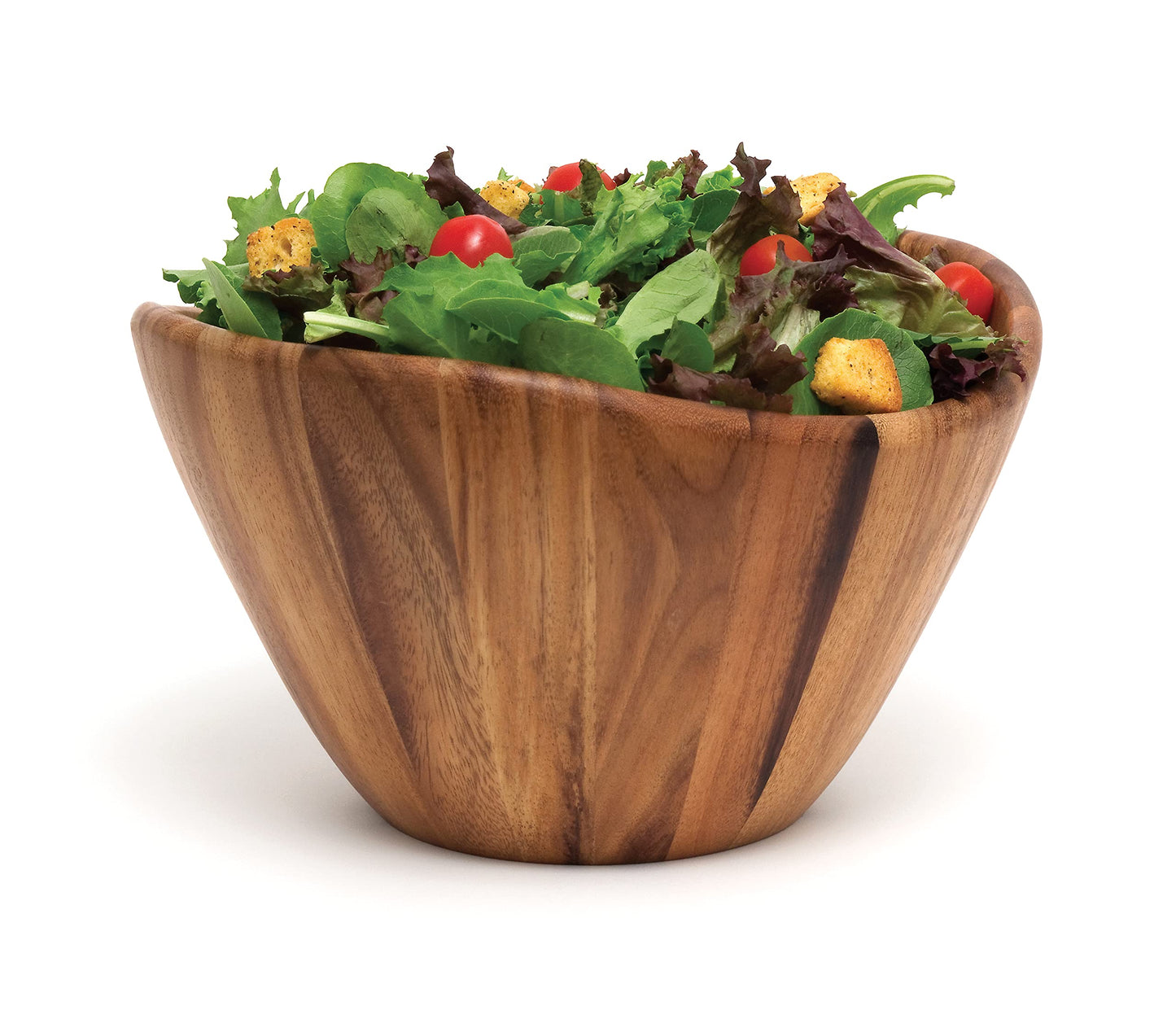 Lipper International Acacia Wave Serving Bowl for Fruits or Salads, Large, 12" Diameter x 7" Height, Single Bowl