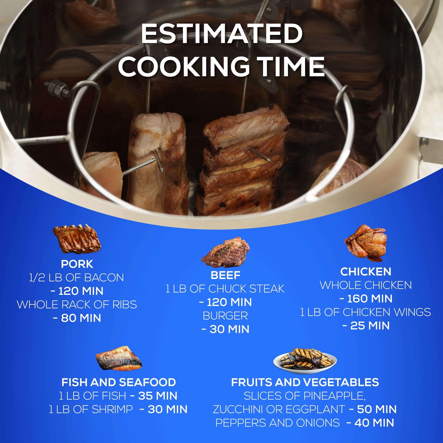 Universal (6-pound) Stainless Steel (Small) Charcoal Barrel Smoker with Thermometer & Airlock system - 16.5"x 21.18" x ⌀11.81", 2 in 1 Vertical Smoker - Grill and Smoker, 6-serving Slow Cooking Smoker