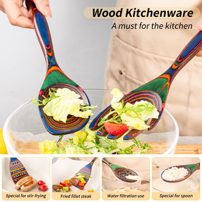 Gudamaye Pakkawood 7-Piece Wooden Cooking Utensils, Wooden Spoons for cooking, Pakkawood kitchen Utensils for Cooking, Non-Stick Spoon, Household Essentials, Heat-Resistant Spoons