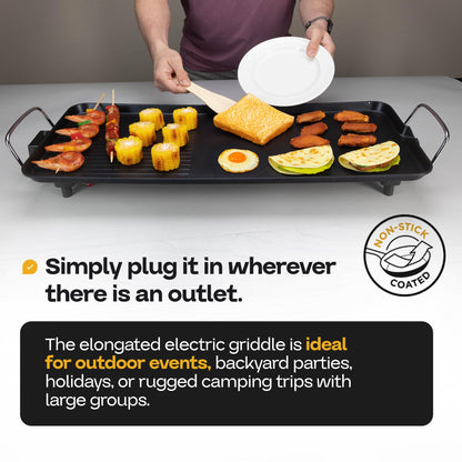 Premium Electric Griddle 27" - Smokeless Indoor Grill - Portable & Nonstick Electric Grill for Outdoor Use - Large Electric Griddle Nonstick with Adjustable Temperature & Even Heating by IDL Packaging