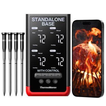ThermoMaven Smart Bluetooth Wireless Meat Thermometer – 4-Probe, WiFi Unlimited Range, 6 Sensors with NIST Certified Accuracy, Ideal for BBQ, Grill, Kitchen, Oven, Smoker, Rotisserie