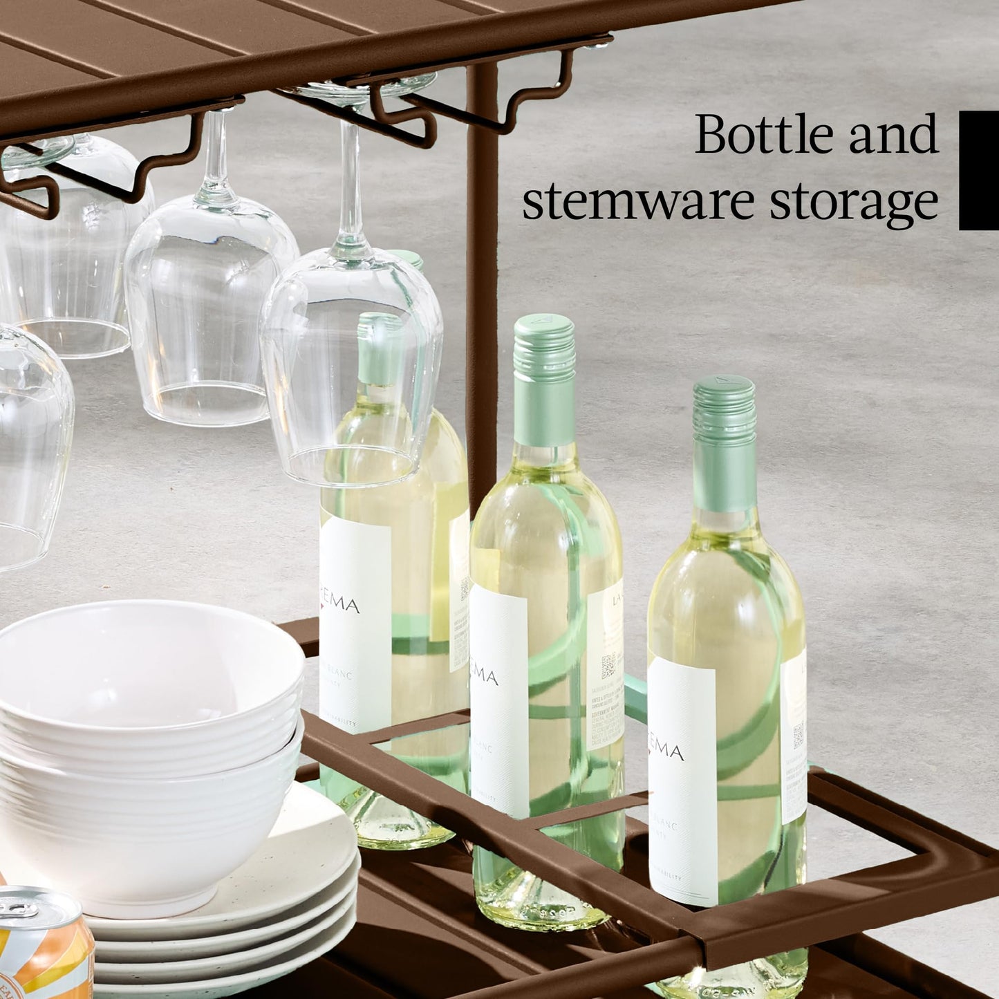 Best Choice Products Outdoor Mobile Patio Bar Cart, Home Bar Serving Cart, BBQ Side Table w/ 2 Tier Storage, Wine Rack, Lockable Wheels - Brown