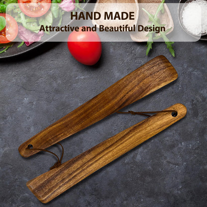 Teak Wood Spatula for Cooking,12.2 Inch Flat Wooden Spatula for Cast Iron,Wood Cooking Utensil,Spatulas Perfect for Flipping,Serving,Scraping,Turning. Set Of 2