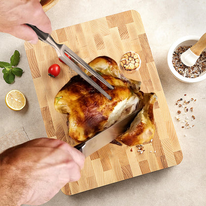 BOHK Heavy Duty Stainless Steel Carving Fork 11.6 Inch BBQ Meat Fork & Serving Fork for Cooking Roasting Meat Shredding (POM Handle)