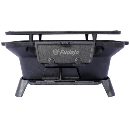 Anveffeg Cast Iron Hibachi Grill – Portable Charcoal BBQ for Outdoor Cooking, Durable Tabletop Skillet, Compact Camping Charcoal Cooker for Tailgating, Picnics & Hunting (Rectangle)