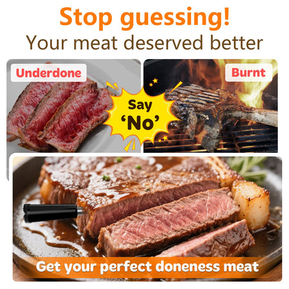 Real-Time Alerts Wireless Meat Thermometer - Smart Bluetooth Probe for BBQ, Grill, Oven, Smoker - Long Range Bluetooth, Accuracy Temp, Dishwasher Clean, Waterproof - Perfect for BBQ Lovers & Chefs