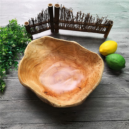 JFFLYIT Creative Wood Bowl Root Carved Bowl Handmade Natural Real Wood Candy Serving Bowl 10"-12"