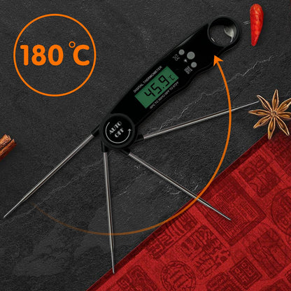 Meat Thermometer Digital for Cooking and Grilling, Collapsible Probe, with Magnet, Calibration, Backlight Waterproof Food Thermometer, Meat, Steak, Turkey (Red)