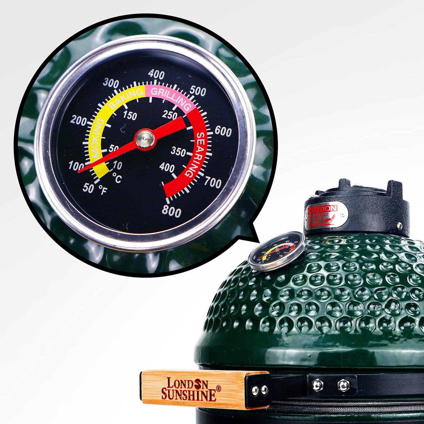 London Sunshine Ceramic Charcoal BBQ Kamado Griller - Portable Tabletop The Cadet Series Smoker