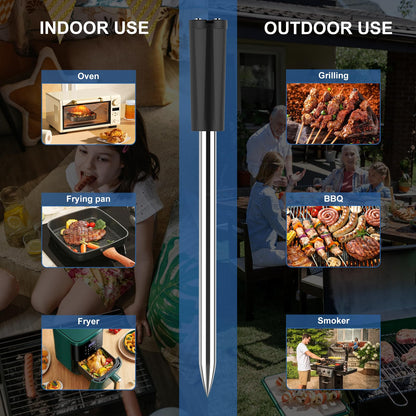 Wireless Meat Thermometer Bluetooth with Ceramics Probe for Grilling/Cooking Waterproof Digital Oven Food Thermometer with 600Ft Range Perfect for BBQ/Air Fryer Compatible with iOS & Android Smart App